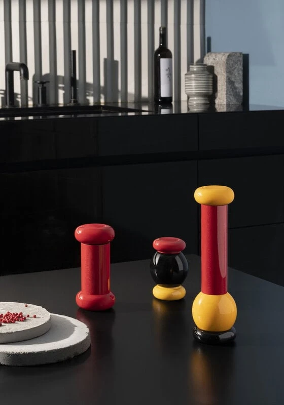 Alessi Sottsass Grinder, Small, Black - Yellow - Red 5 Alessi Sottsass Grinder, Small, Black - Yellow - Red - Image 3