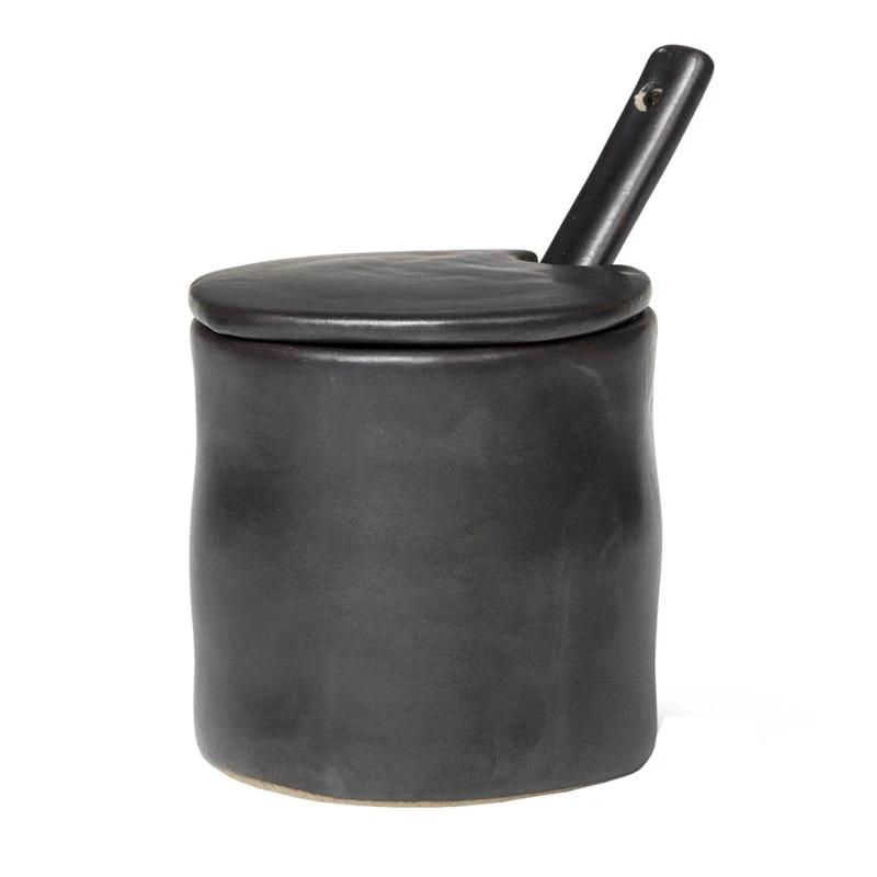 Ferm LIVING Flow Jam Jar With Spoon, Black 3 Ferm LIVING Flow Jam Jar With Spoon, Black