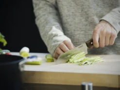 Fiskars Norr Santoku Knife -Selected Kitchenware Store Fiskars Kitchen Action Norr Santoku knife cutting celery 1016474